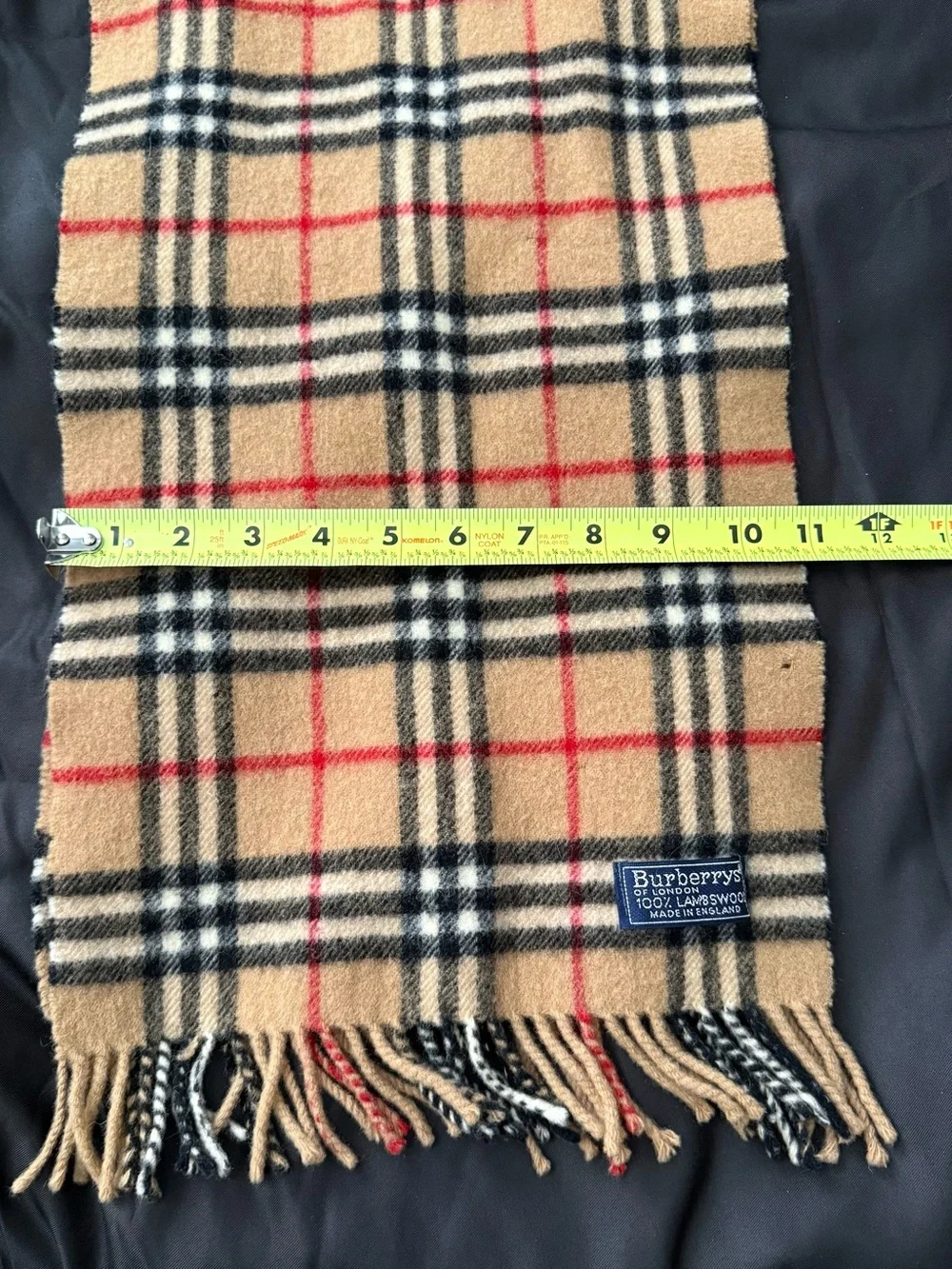 Burberry Camel Plaid Fringe Scarf Coat Burberrys Vintage